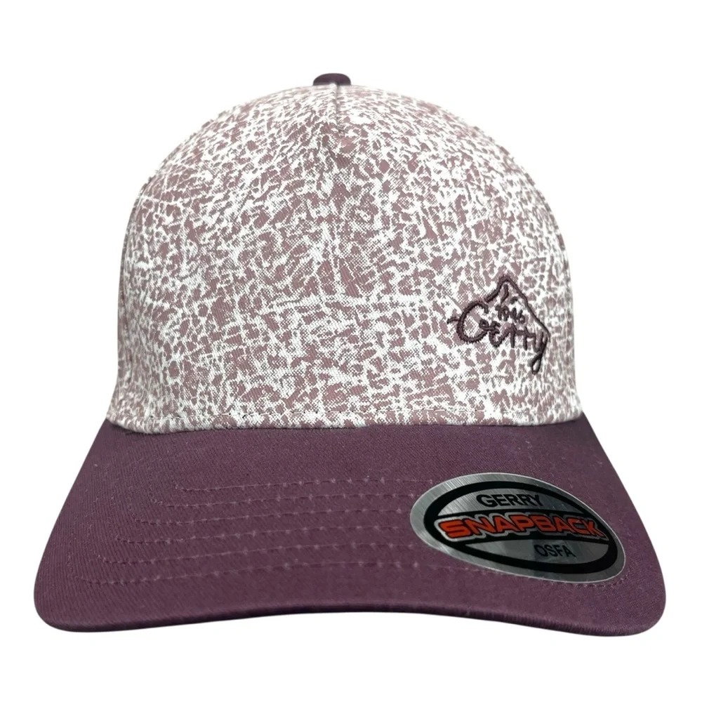 Gerry Snapback Hat OSFA Maroon Burgundy Abstract Print Cotton Baseball Cap